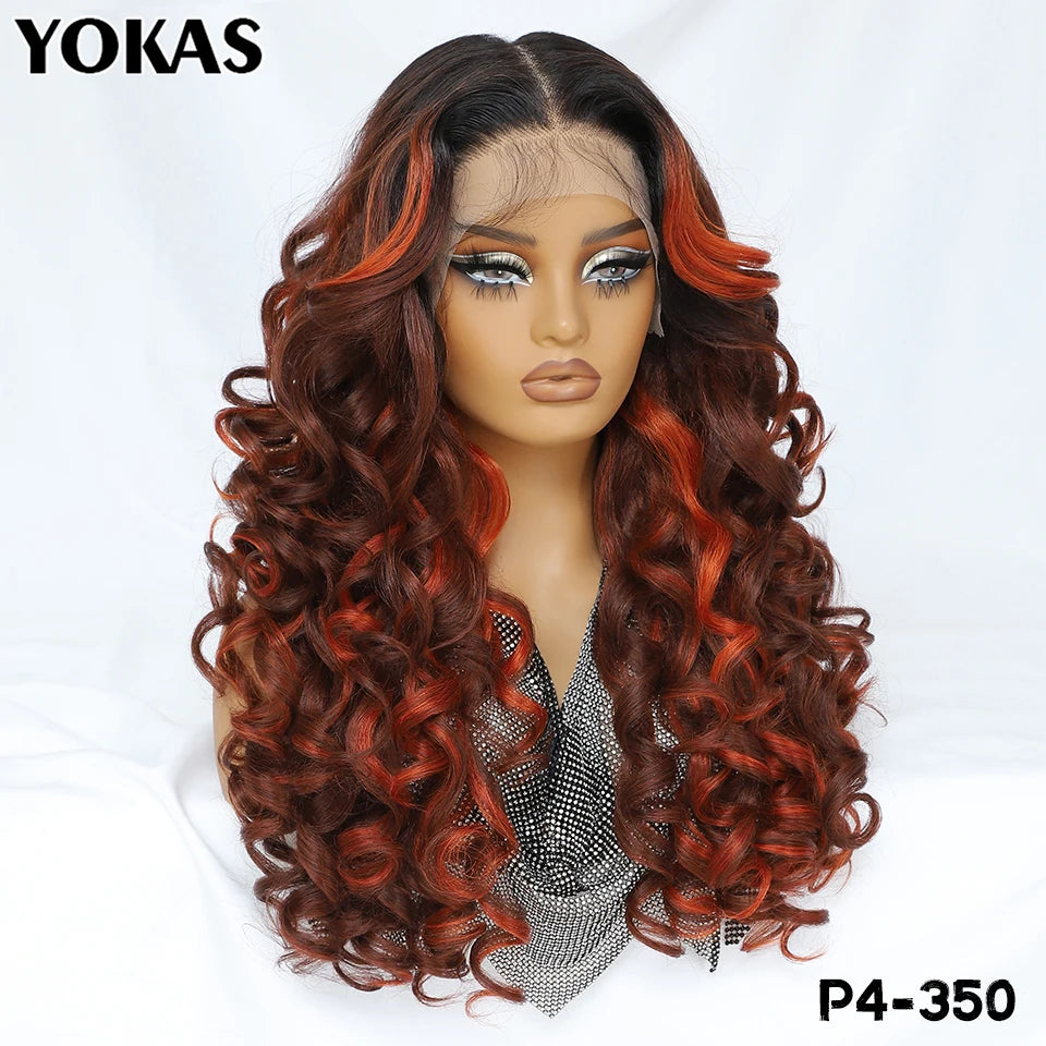 Lace Front Wigs Curly Latisha Synthetic High Quality Blonde Pink Blue Black White Red Brown Wig With Baby Hair For African Women