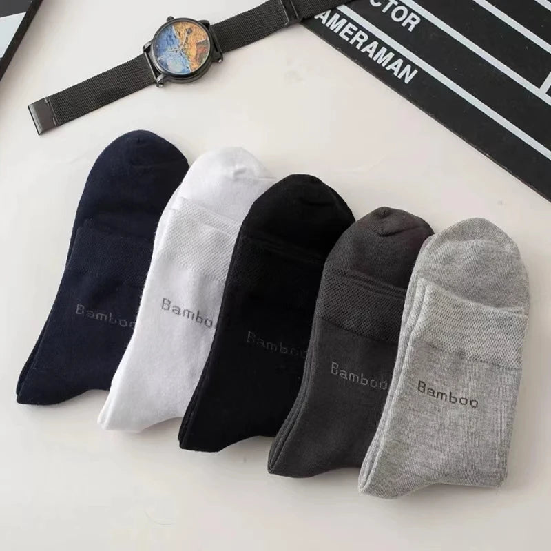 10 Pairs /Lot Bamboo Fiber Socks Men Casual Business Anti-Bacterial Breatheable Men's Crew Socks High Quality Guarantee Socks