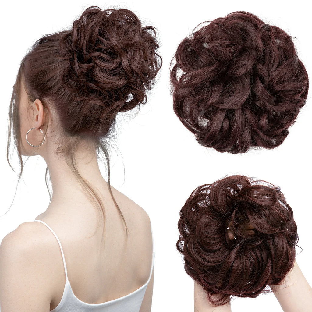 Synthetic Messy Hair Bun Extensions Big Curly Elastic Hair Scrunchies Hairpieces Chignon Donut Updo Hair Pieces for Women