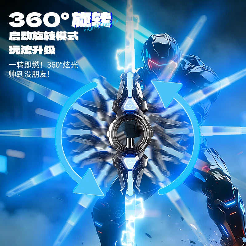 Fire spinning sword, double-edged light sword, children's toy sword, boy's double headed telescopic bearing, rotating knife, lum