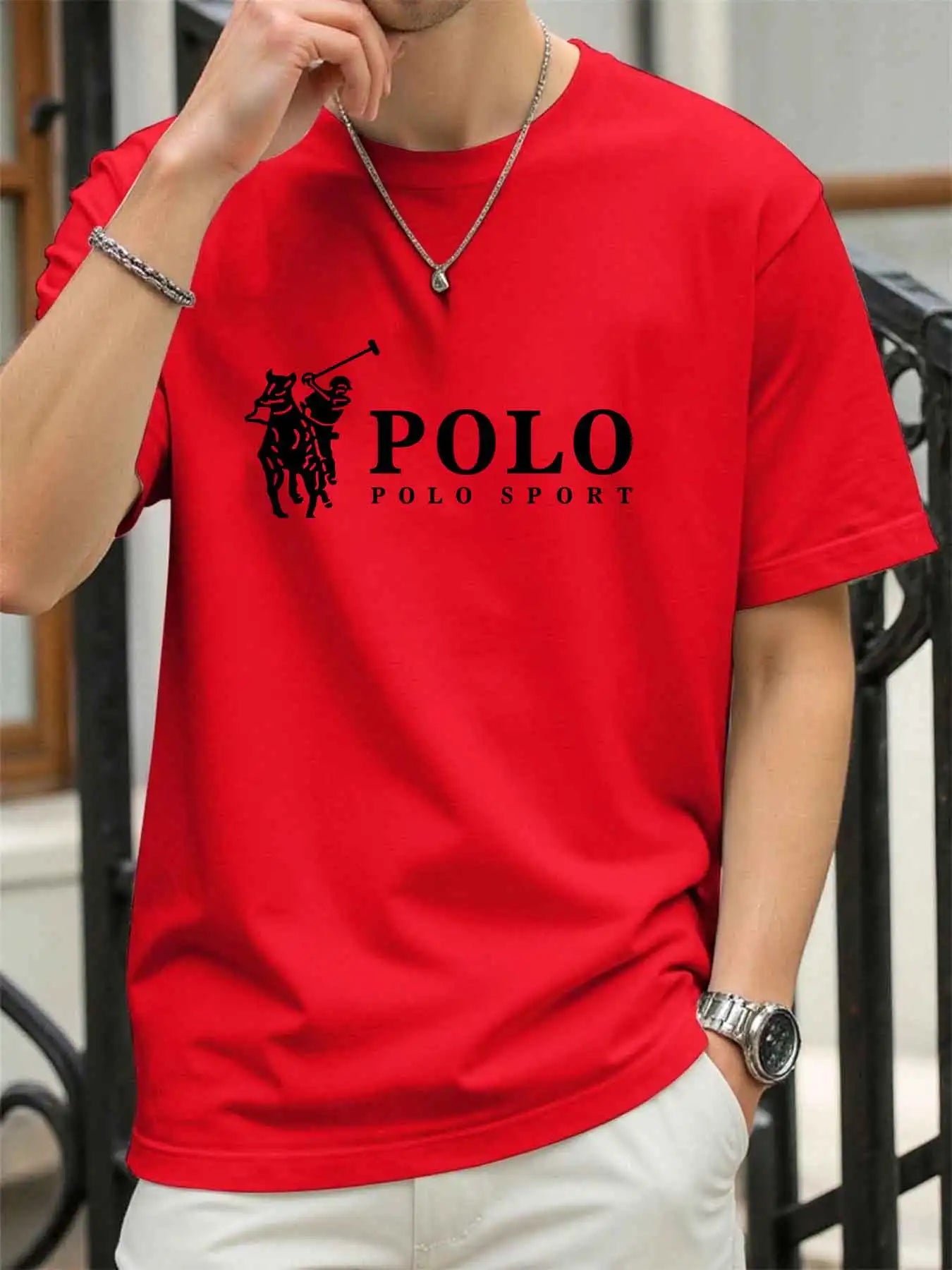 new style High quality men's T-shirt 2026 summer print casual 100% cotton man loose T-shirt sports top