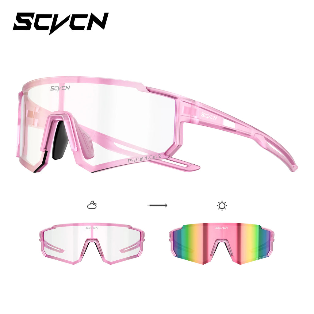 SCVCN Photochromic Hiking Eyewear Cycling Glasses Sports Sunglasses for Women Outdoor Road  MTB Bike Glasses UV400 Men Windproof