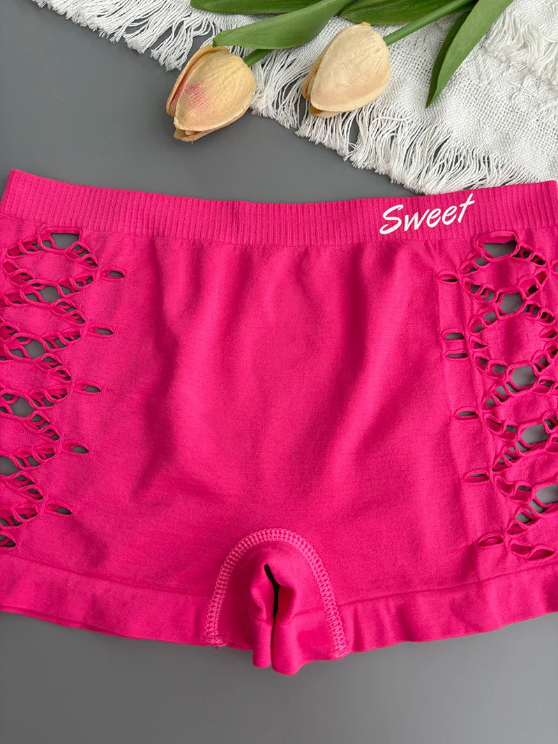 Seamless Sports Underpants Skirt Seamless Knickers Shorts Under The Skirt Sexy Side Mesh Hollow Out Boxer Panties Safety Panty