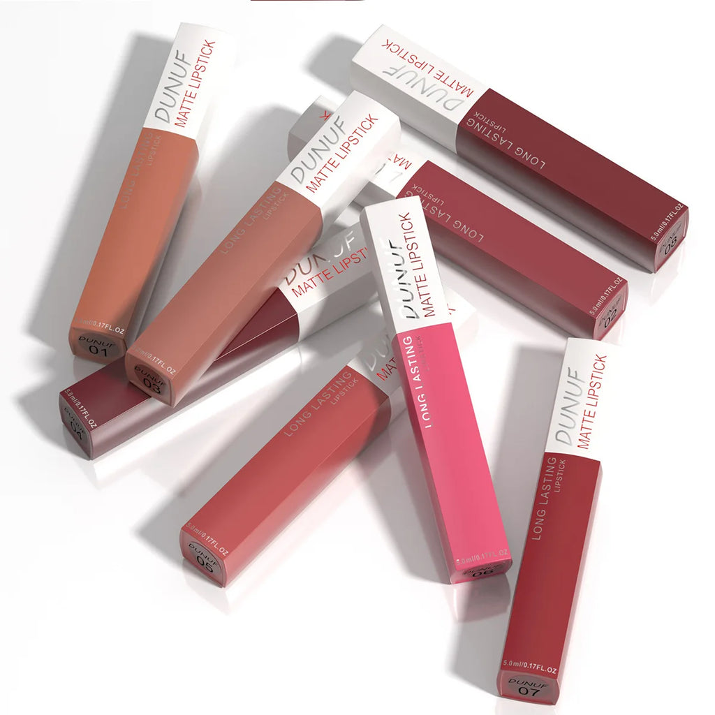 Matte Liquid Lipstick Set 8 Pieces Waterproof Non Transfer Lip Glaze Long Wearing Smudge Proof Lip Gloss