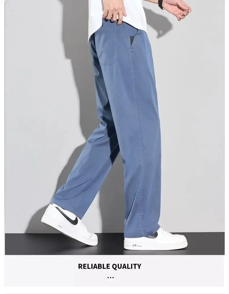 2026 Thin Summer New Men's Soft Lyocell Casual Pants Comfortable Fashion Solid Color Simple Male Trousers Brand Clothing