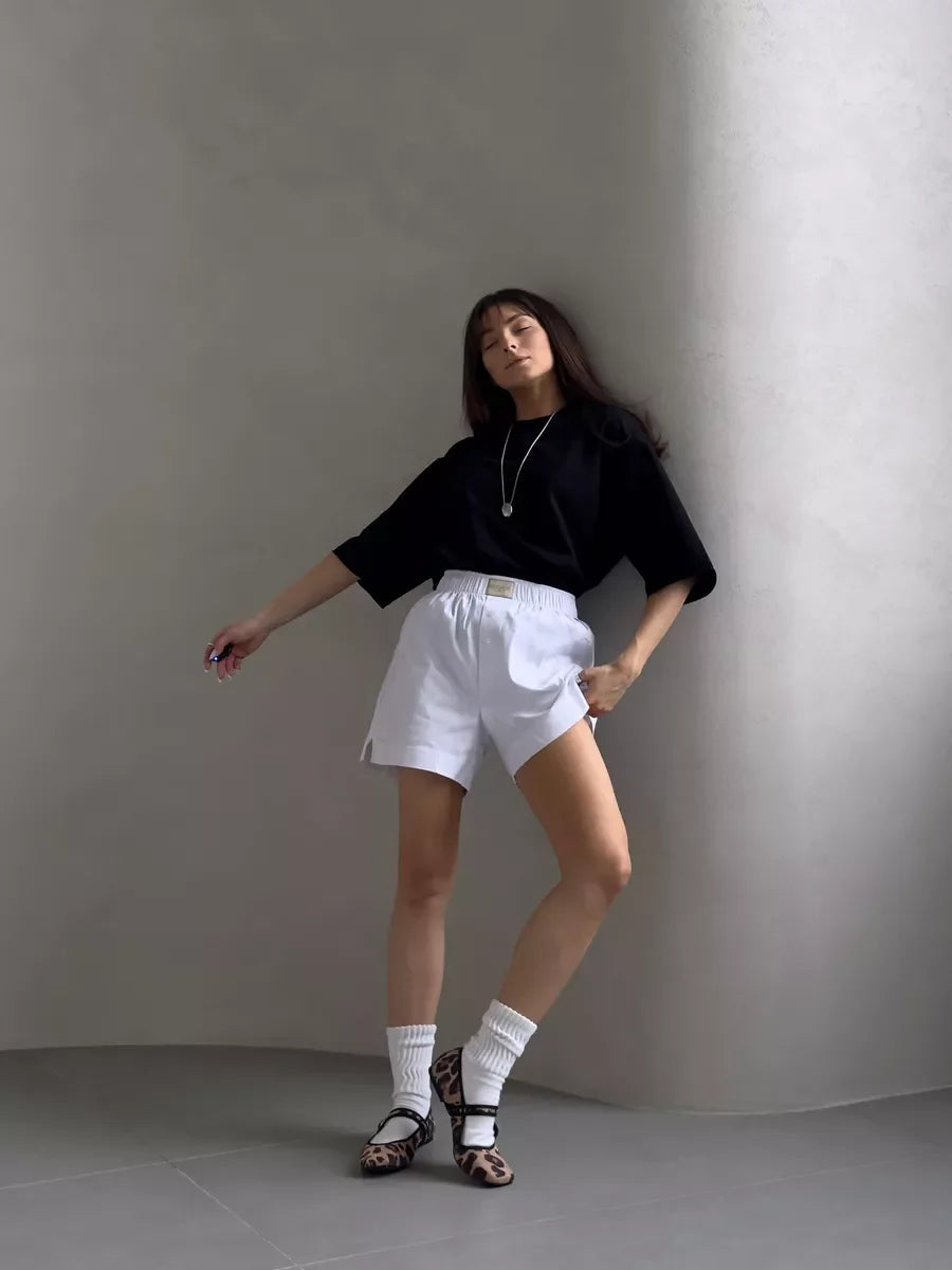 Hirsionsan Summer Casual Oversized T-shirts Women 100% Cotton Pink Loose Tees 2025 New Cusual Solid O Neck Female Aesthetic Tops
