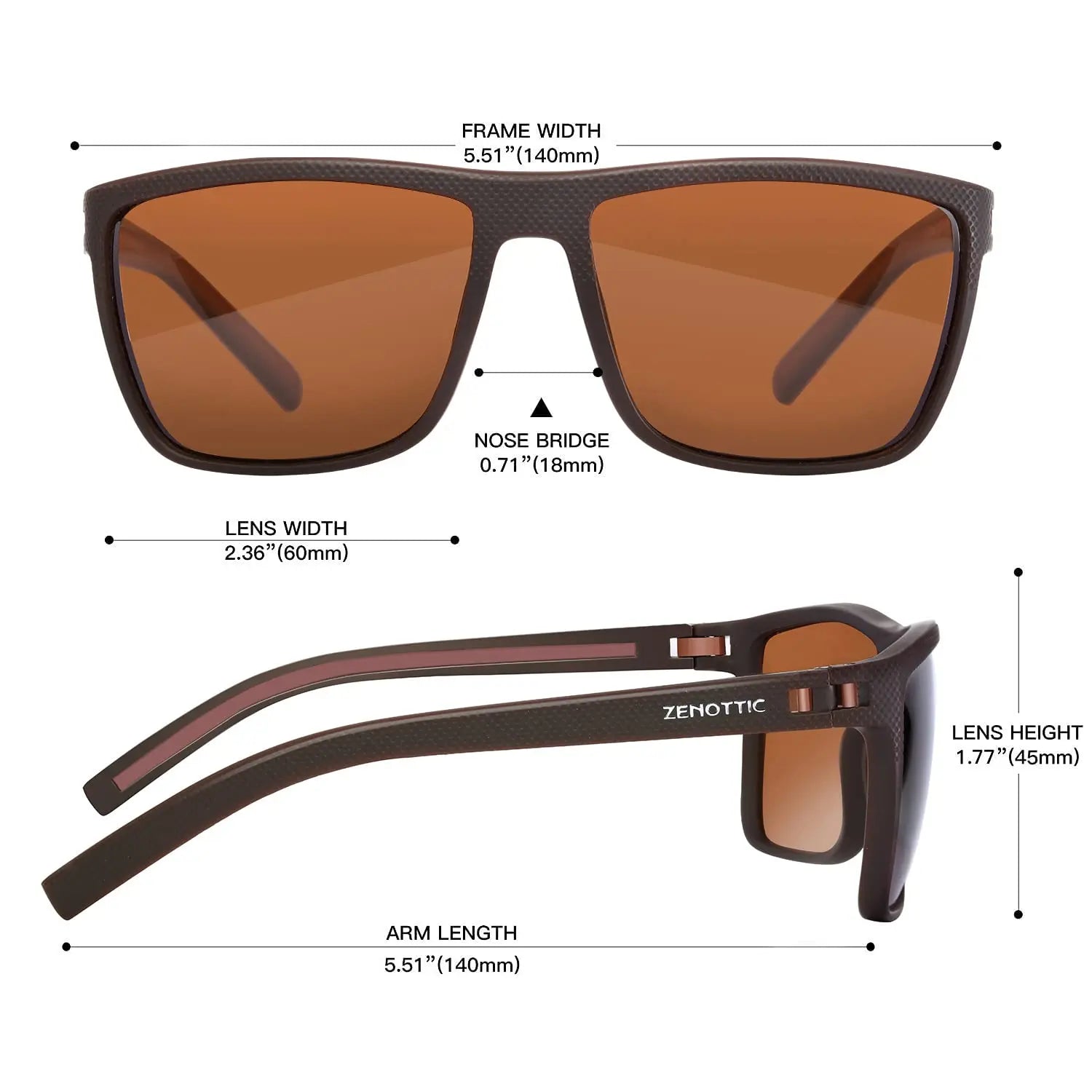 ZENOTTIC Fashion Polarized Sunglasses Shade for Women Men Lightweight TR90 Frame UV400 Protection Square Sun Glasses