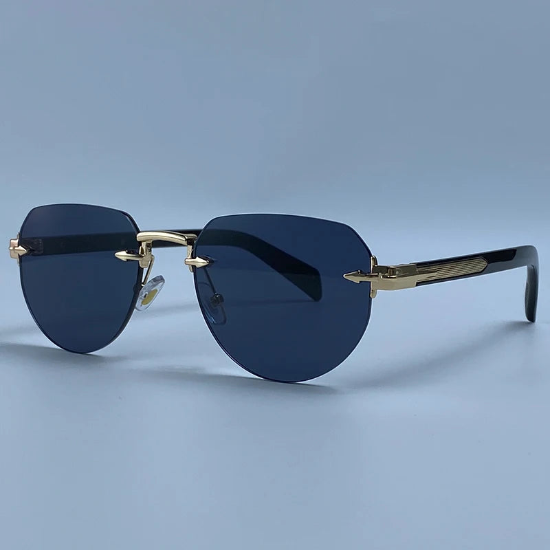 2026 Fashion Square Rimless Sunglasses Women Vintage Gold Metal Frameless Polygon Sun Glasses Lady Pilot Eyewear Cut Edge Shades