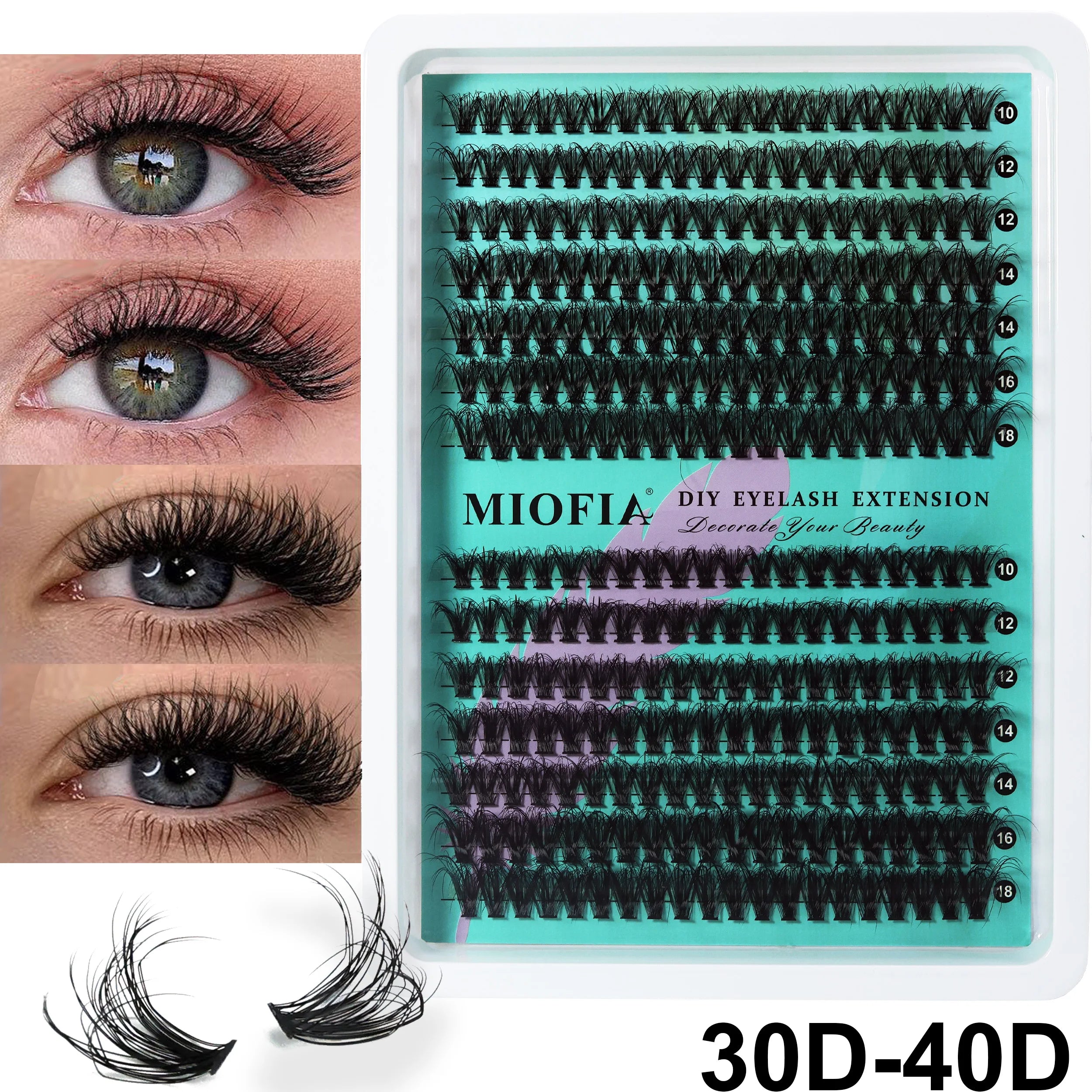 MIOFIA Wispy Thick Lashes Cluster 50D 80D 100D 150D Natural Fluffy False Eyelash Extension Cat Eye Lashes Mixed Tray Makeup