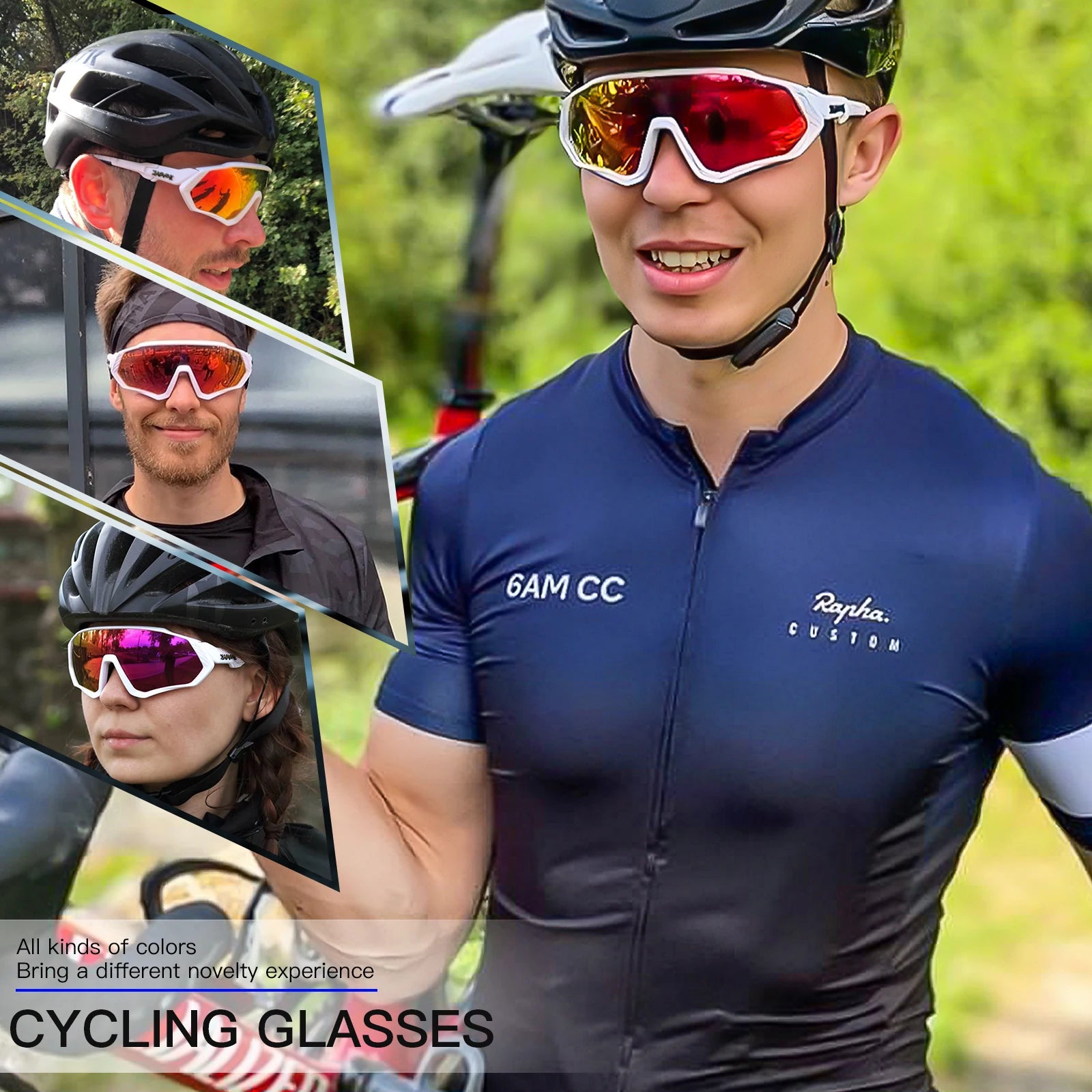 KAPVOE Polarised Cycling Glasses Outdoor Bicycle UV400 Goggles 5 Interchangeable Lenses Unisex Sports Sunglasses for Men Women