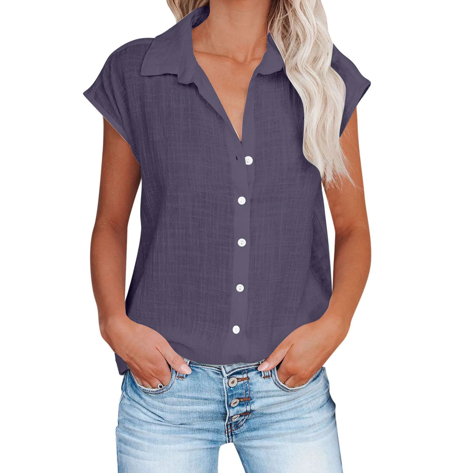 Summer Solid Cotton Linen Shirt Women's Clothing Casual Short Sleeve Tops Tee Ladies T-Shirts Blusas Thin Loose T Shirt Woman