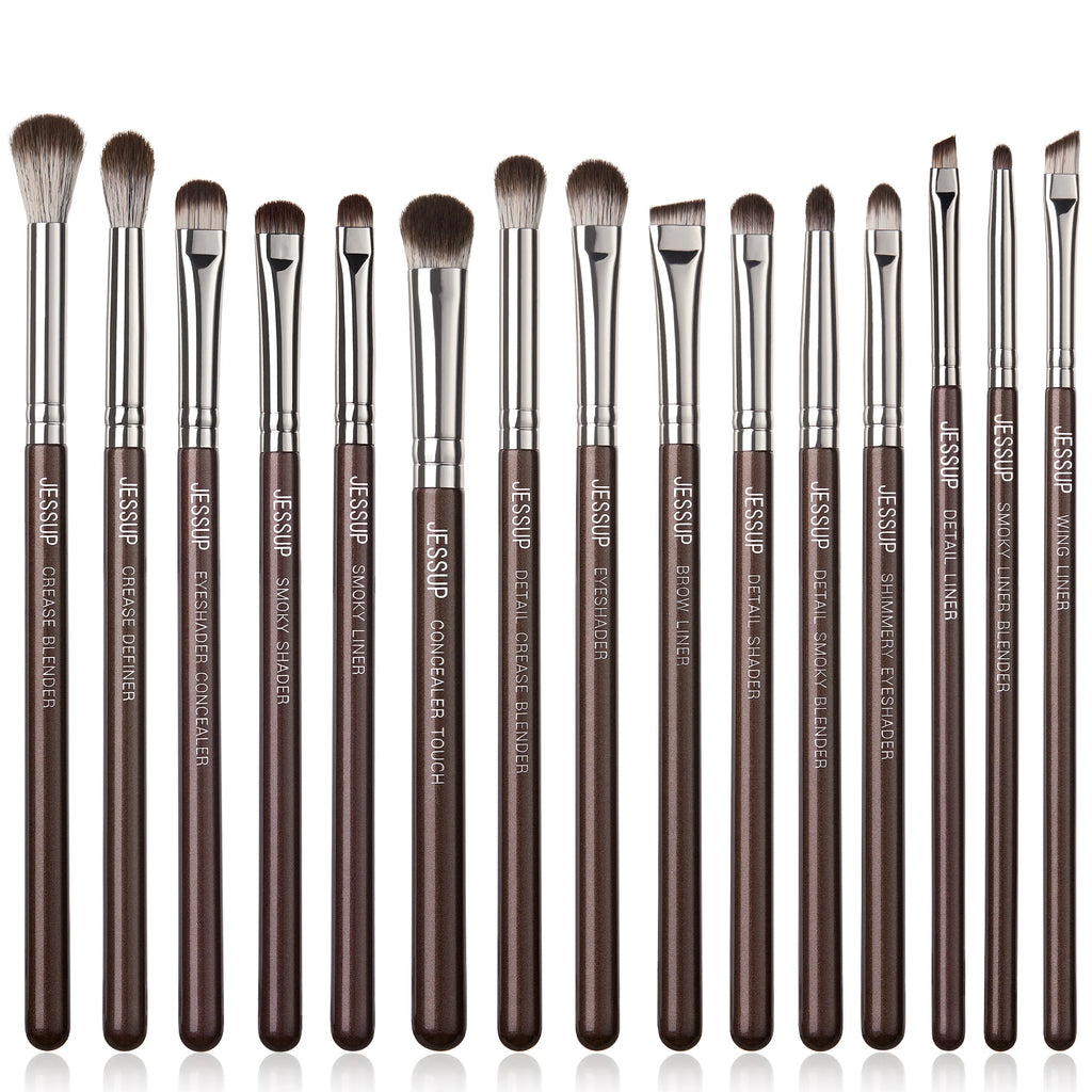 Jessup Makeup Brushes Set 15/25pcs Premium Synthetic Brown Make up Brushes Foundation Eyeshadow Concealer Blush Eyeliner, T511