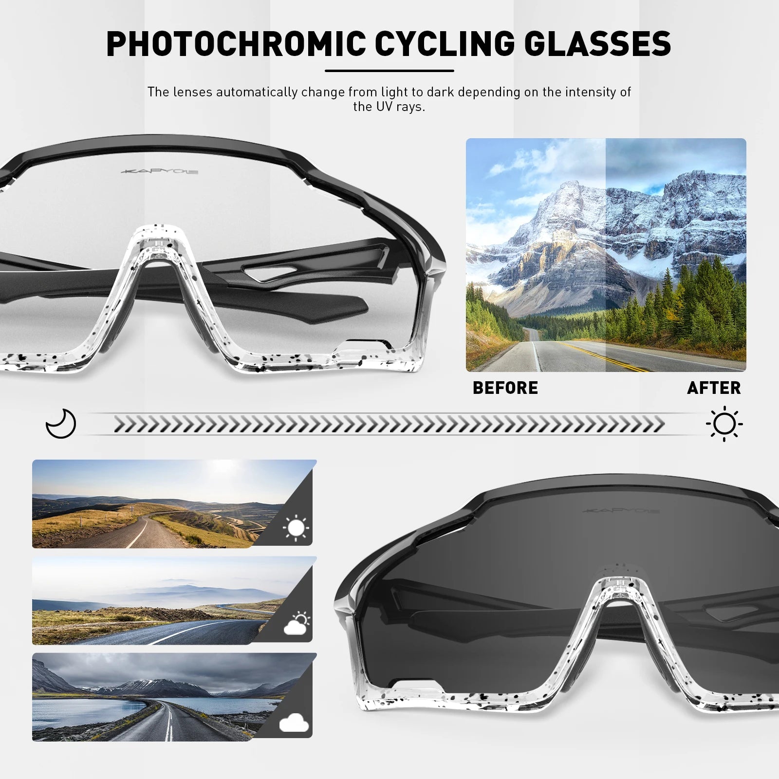 SCVCN Photochromic Sunglasses for Man Cycling Glasses MTB Riding Skating UV400 Fishing Goggles Woman Bike Bicycle Baseball 2026