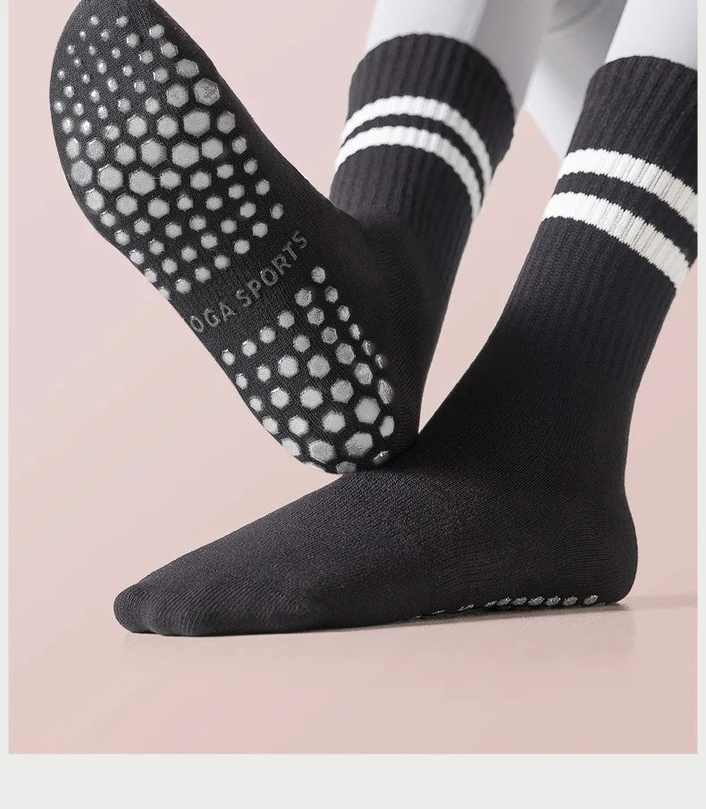 Professional Non-slip Yoga Socks Cotton Mid-tube Bottom Silicone Indoor Fitness Socks gym Floor Socks Dance Pilates Sports Socks