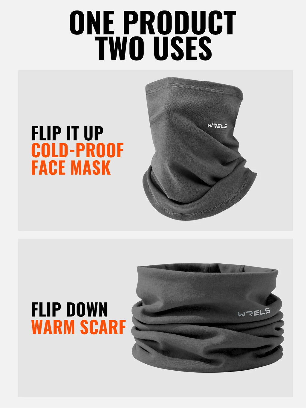 WRELS Winter Neck Gaiter Neck Warmer Cover Ski Gaiters for Men Women Fleece Thick Windproof Ski Mask Scarf Breathable Face Mask