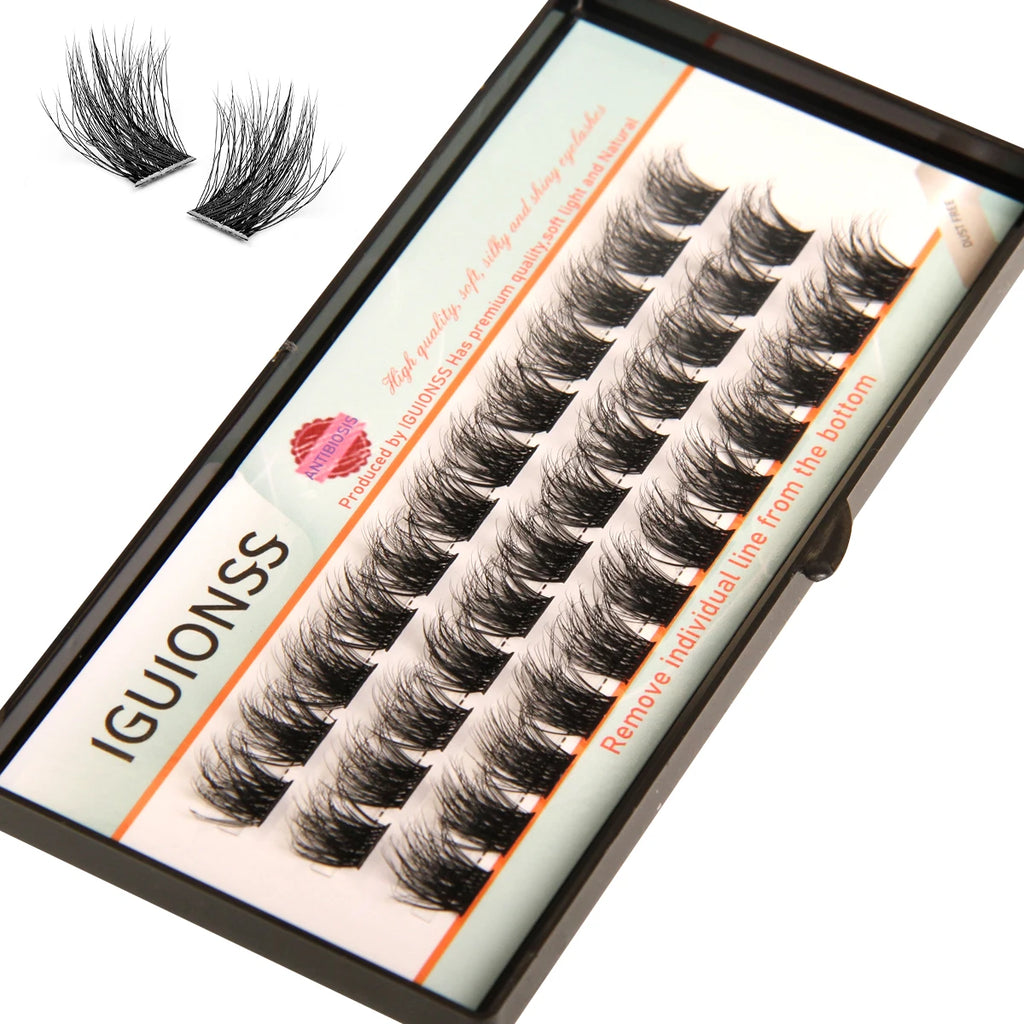IGUIONSS Segmented False Eyelash Extension DIY Natural Individual Lash Makeup Tools Soft Easy to Operate Eyelashes