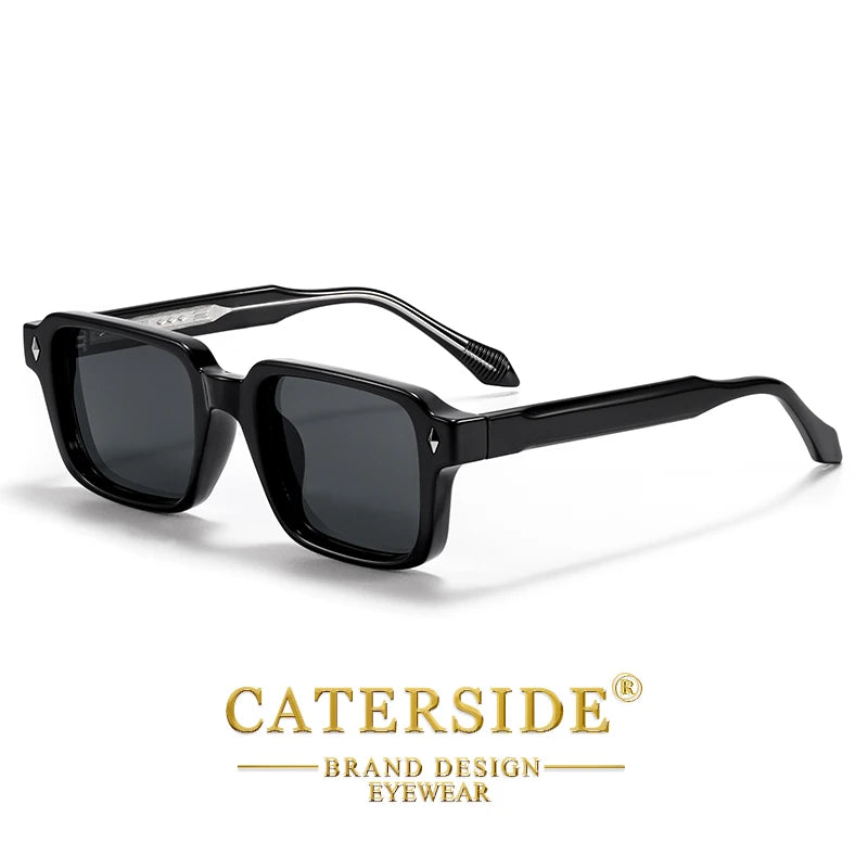 CATERSIDE Vintage Men's Square Sunglasses Brand Design Temple Tips Sun Glasses Women's Outdoor Travel Party Eyeglass UV400