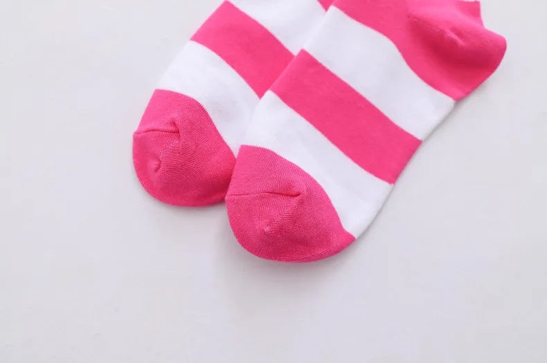 2 Pairs Women's Over The Knee Socks Cotton Thigh High Socks Black White Blue Colorful Striped Pattern Fashion Casual Daily Wear