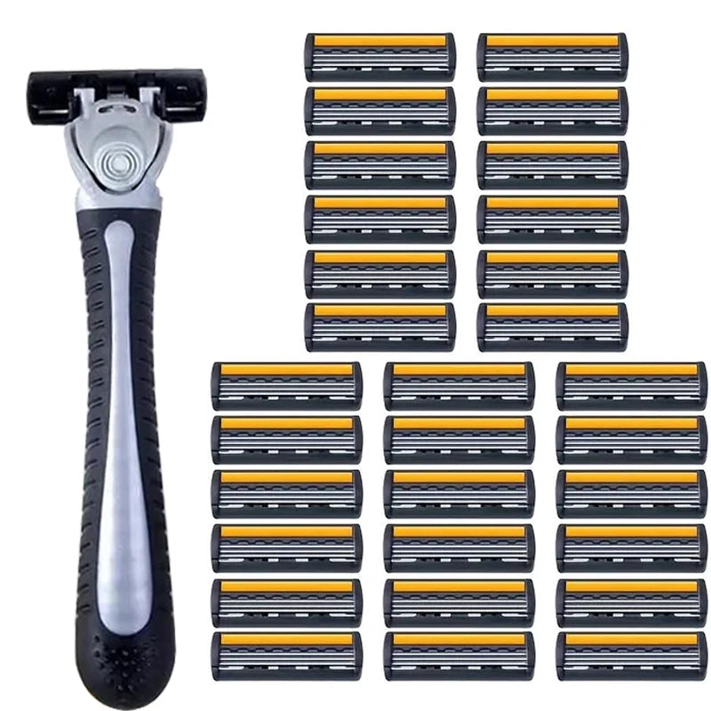 Metal Handle Manual Profession Face Care Beard 3-Layers Blade Safety Raze And Shaving Razor Stand Shaver Base For Man