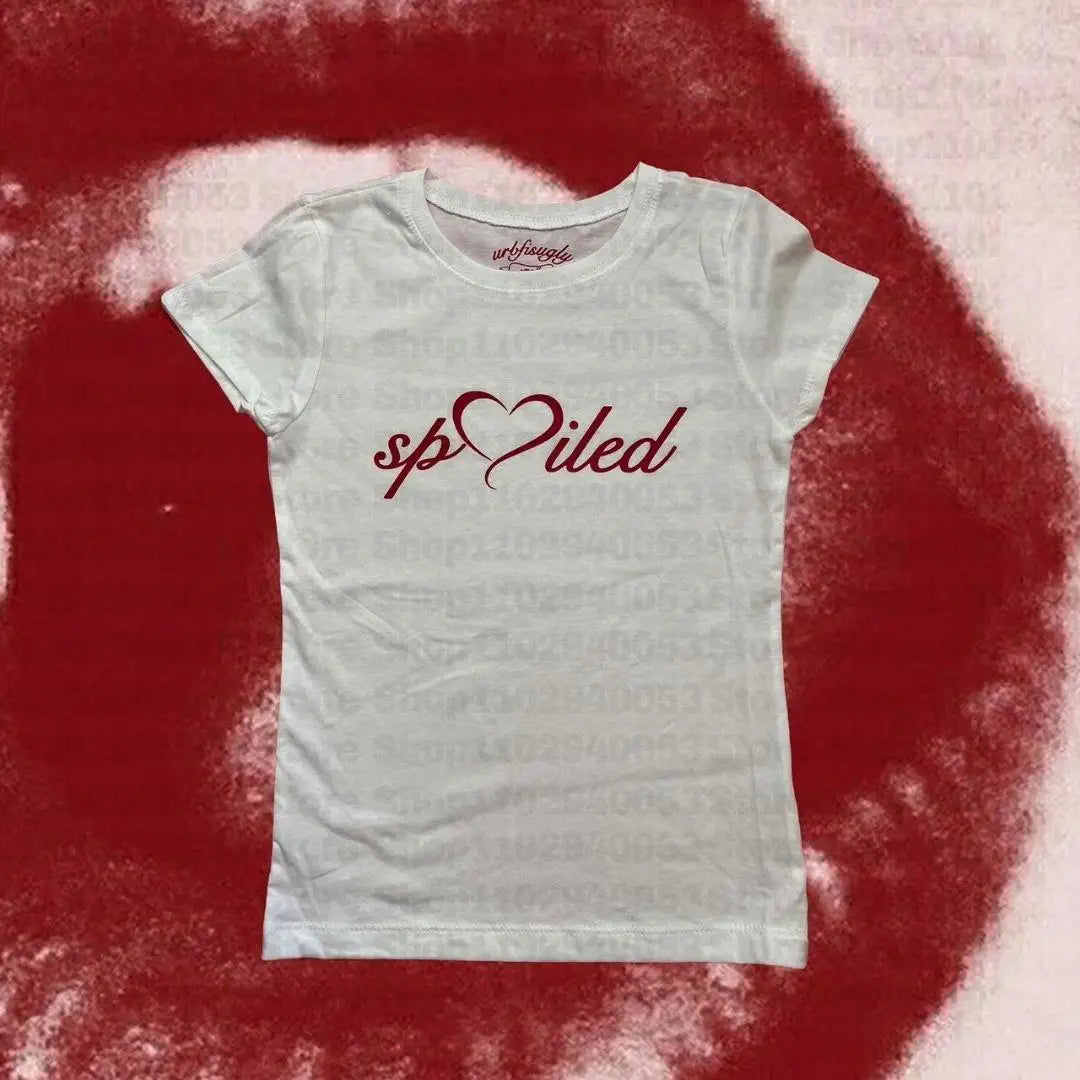 Short-sleeved t-shirt positive shoulder tops for women Gothic Slim Crop Top Vintage Women's Streetwear Sexy Grunge Tees