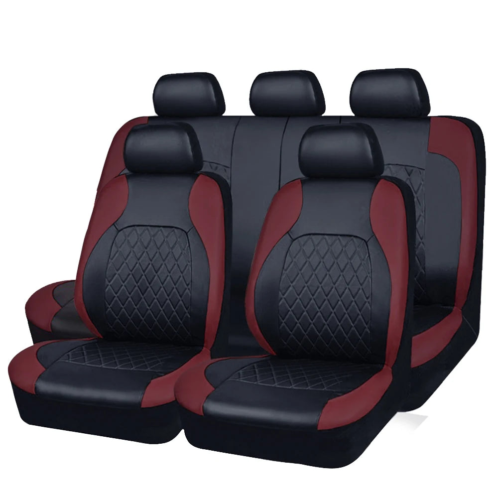 Universal Internal Seat Covers 4PCS All-Season Quilted Faux Leather Car Seat Cover