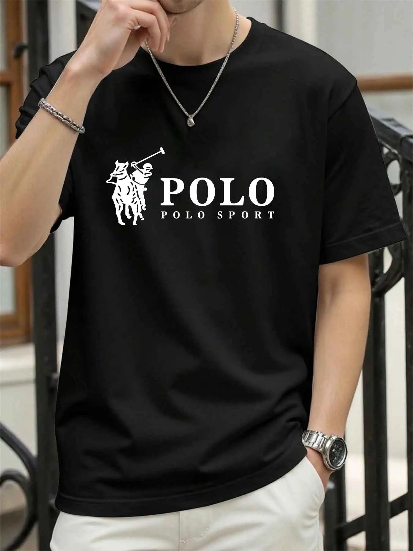 new style High quality men's T-shirt 2026 summer print casual 100% cotton man loose T-shirt sports top