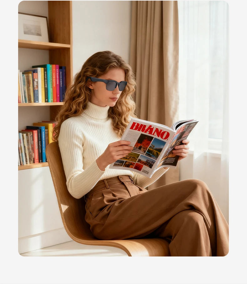 Lenovo Bluetooth Smart Glasses with Audio Mic AI Calling Real-time Translation Voice Assistant Smart Sunglasses for Men Women