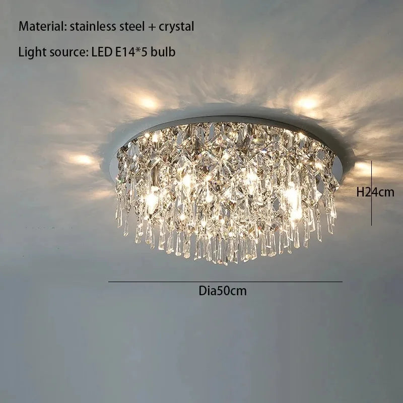 Modern Minimalist LED K9 Crystal Chandelier Ceiling Pendant Suspend Lights Home Decoration Lamp Dining Room Living Villa Bedroom
