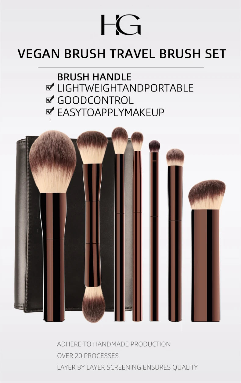 HOURGLASS Vegan brush travel brush set includes 7 brushes for the eye and face with a bag gift box packaging