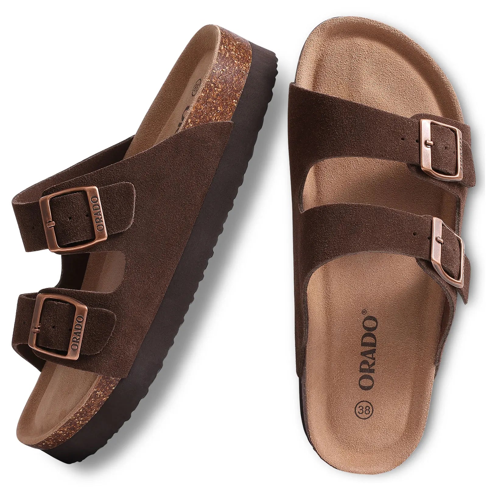 Bebealy Women's Cork Footbed Slide Men Sandal Summer Outdoor Sandals With Adjustable Buckle Beach Sandals Vacation Pool Sandals