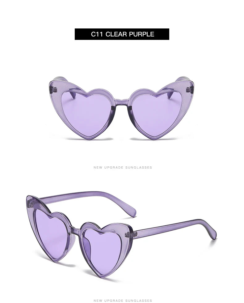 Heart Shaped Sunglasses Women Cat Eye Female Sun Glasses Luxury Brand Retro Love Black Red Eyewear Men Oversize Shade