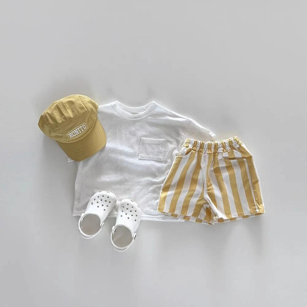 K2630 Korean Style Soft Casual Fashionable Short Pants for Boys And Girls Cute And Trendy Children's Clothing New 2025 Model
