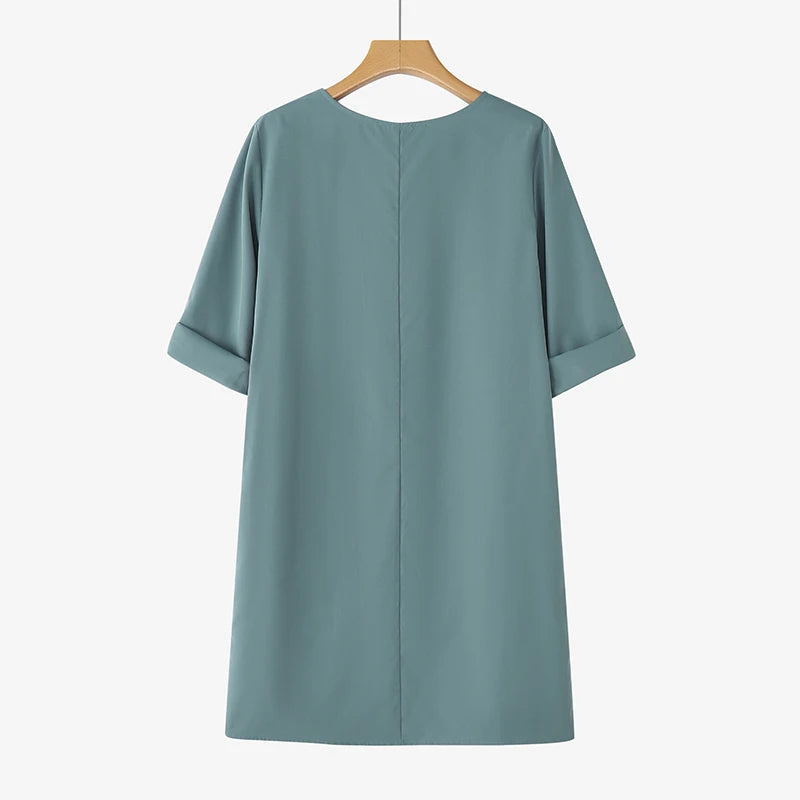 ZANZEA Elegant Women Party Dress 2026 Summer Fashion 3/4 Sleeve Casual Shirt Vestidos Pockets Loose Solid Knee-length Sundress
