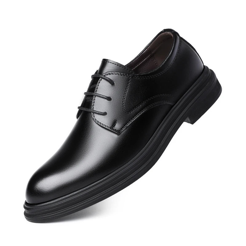 Lace-up Solid Oxford Shoes for Men Solid Color Formal Dress Footwear Fashion Casual Shoes Man Leather Derby Flats Comfy Sneakers