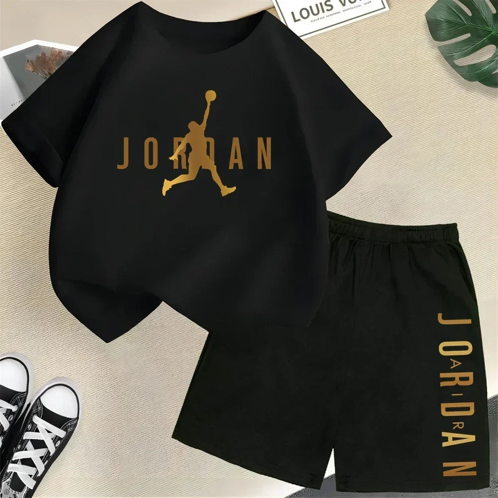 Summer Short Sleeve Children Set Slam Dunk Master Pattern Print Sports T-shirt+Shorts 2pcs Set Kids Boys Girls Fashion Tracksuit