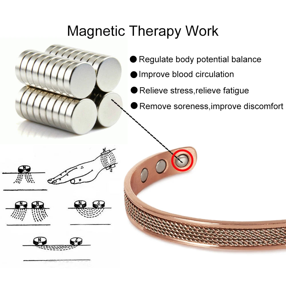 Vinterly Pure Copper Bracelet Women Line Adjustable Stripe Magnetic Bangle Arthritis Relief Health High Magnet Jewelry Resizable