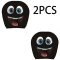 2PCS Double-sided Printed Smiling Face Car Headcase, Cute Fun Car Interior Personalized Decoration