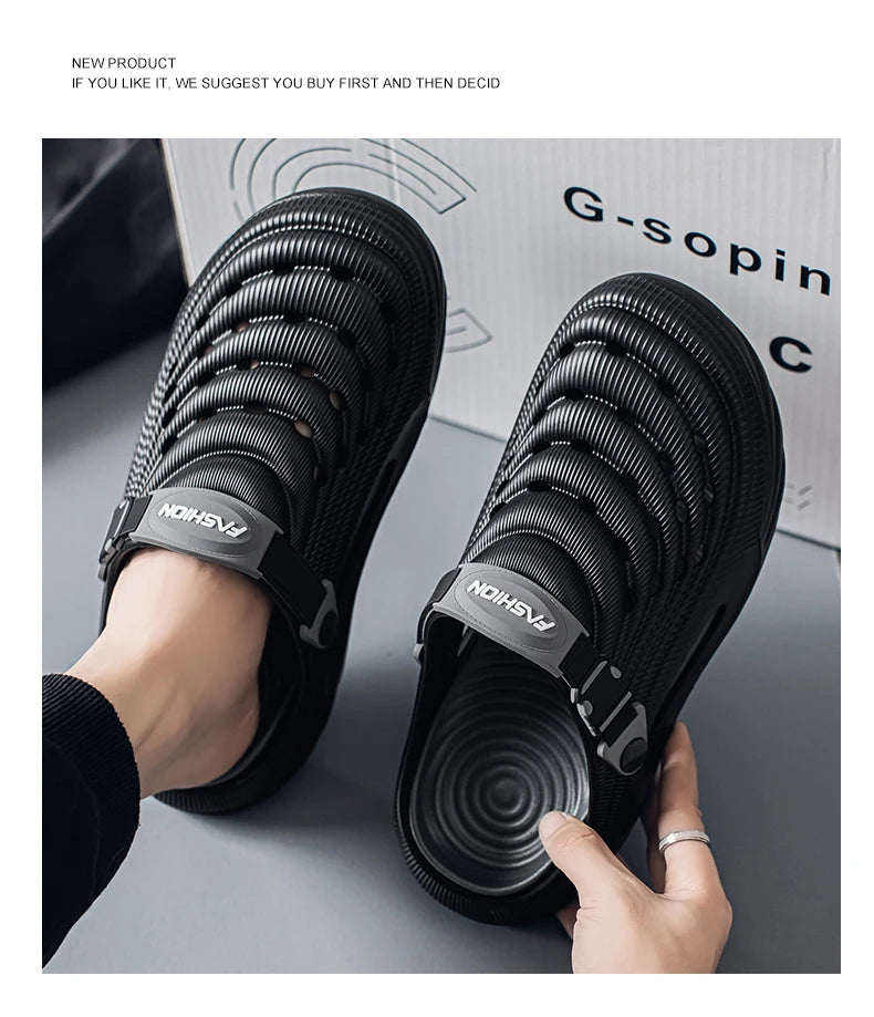 New Couple Models Hole Shoes Summer Women's Sandals Beach Lightweight Men's Slippers Baotou Waterproof Sandals Slippers Men