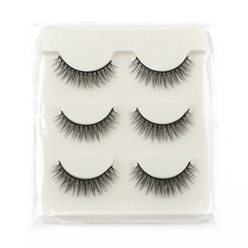 New Half Eyelashes 3/10Pairs Half Lashes Natural 3D Cat Eye Lashes Clear Stem False Eyelash Extension Makeup Faux Cils maquiagem