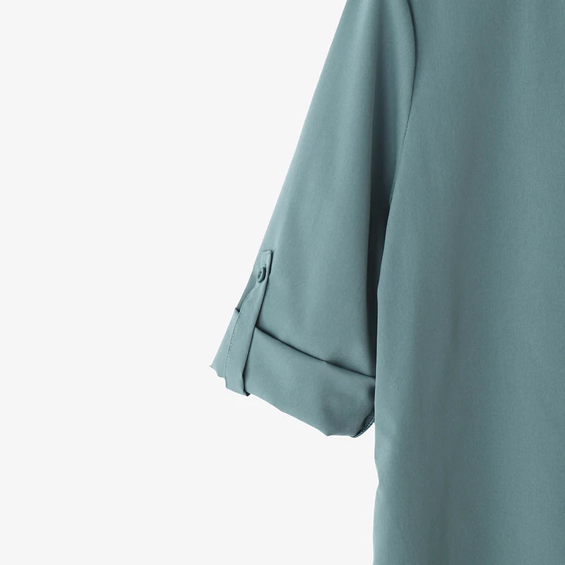 ZANZEA Elegant Women Party Dress 2026 Summer Fashion 3/4 Sleeve Casual Shirt Vestidos Pockets Loose Solid Knee-length Sundress