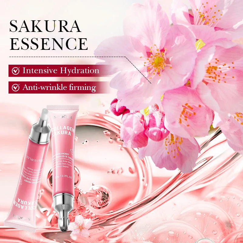SADOER Sakura Eye Cream Anti Dark Circles Removal Eyes Bags Firming Moisturizing Eye Creams Beauty Eyes Skin Care