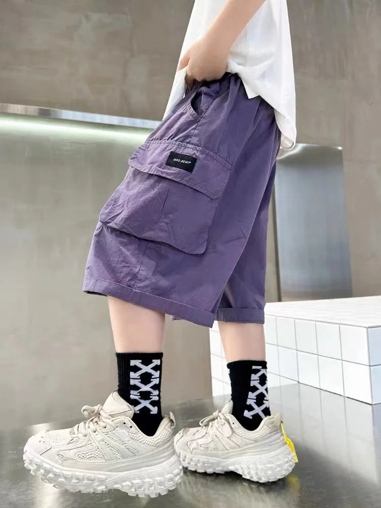 3-14 Years New Fashion Summer Boys Shorts Cotton Big Pocket Half Trousers For Kids Children Outdoor Sport Pants