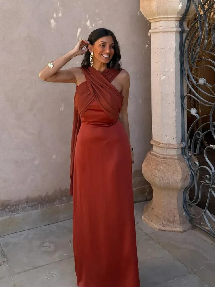 Solid Color Strapless Ribbon Women Summer Dress Sexy Sleeveless Backless High Waist Slim Maxi Vestidos 2026 Lady Vacation Outfit