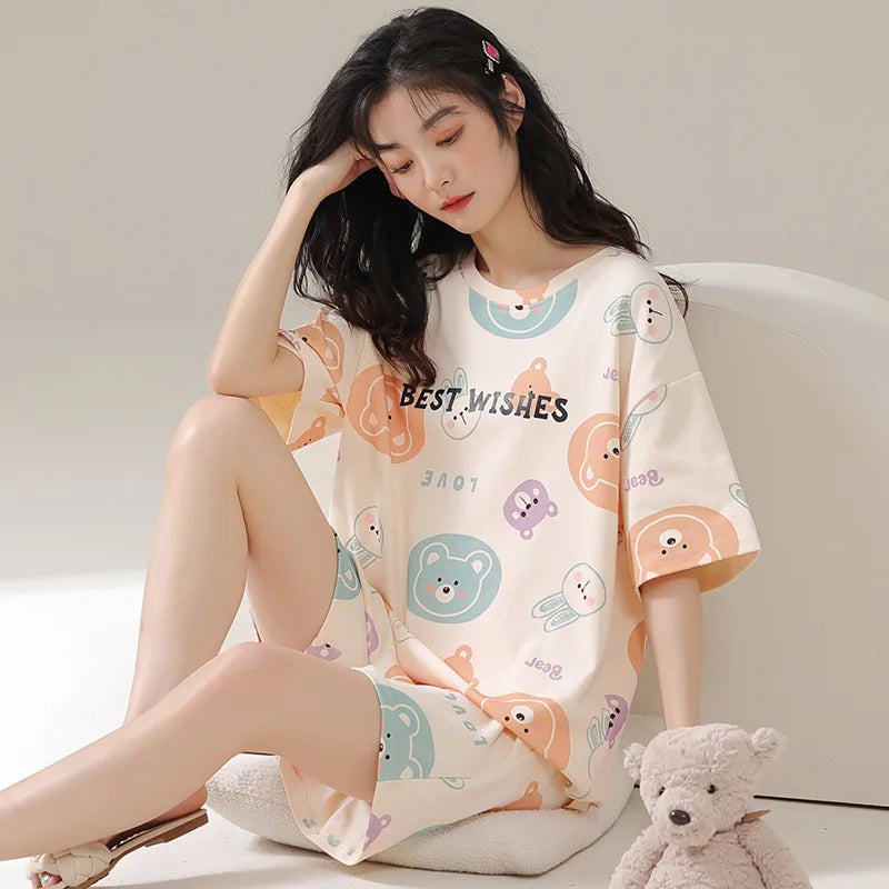 Sleepwear Set Women Short Pajamas for Women Women's Summer Pajamas Pajama Sets Pijama Woman Home Wear Panties Sleep Lounge