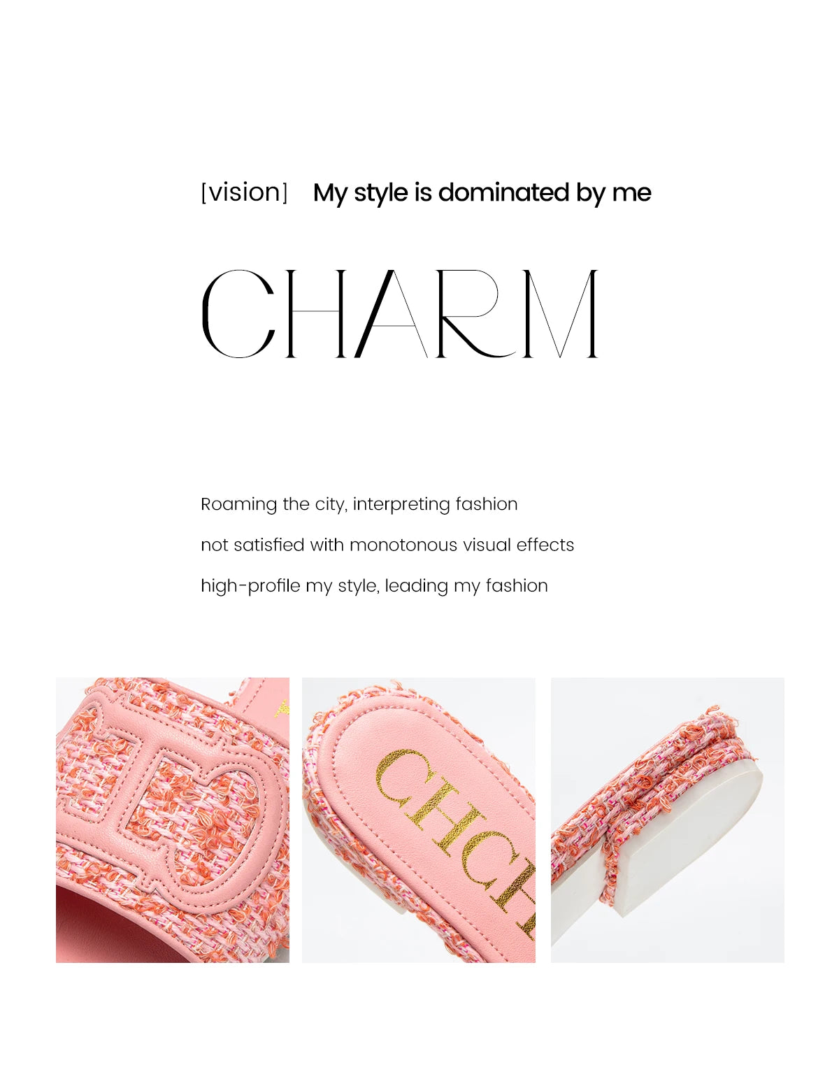 CHCH Women's Slippers New Fabric Fashion Flat Sandals Business Banquet Women's Shoes