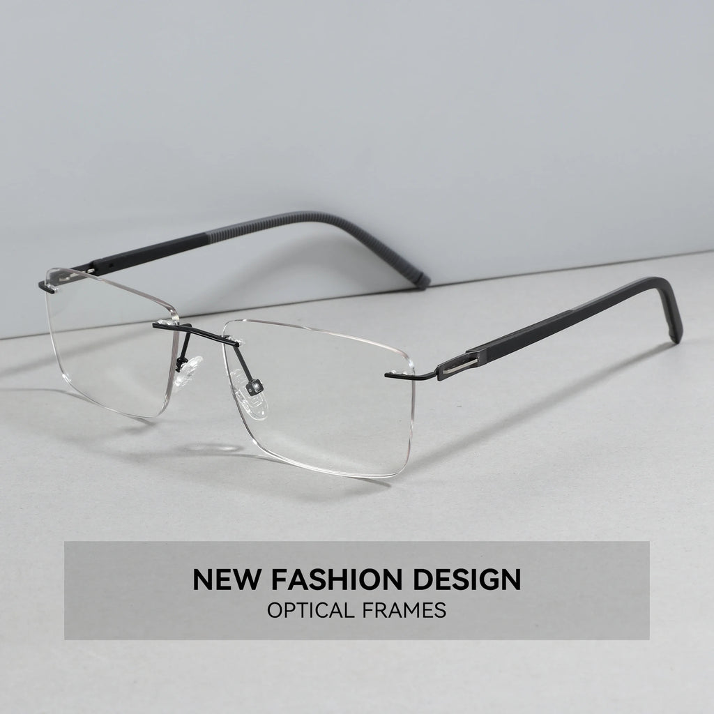 ZENOTTIC High-quality Rimless Rectangle Prescription Glasses Anti Blue Light/Photochromic Optical Eyeglasses For Men