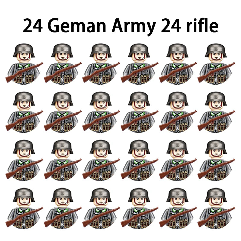 WWII Infantry Military Soldier War National Army Mini Gun Weapon Models Building Blocks Building Blocks Toys for Kids