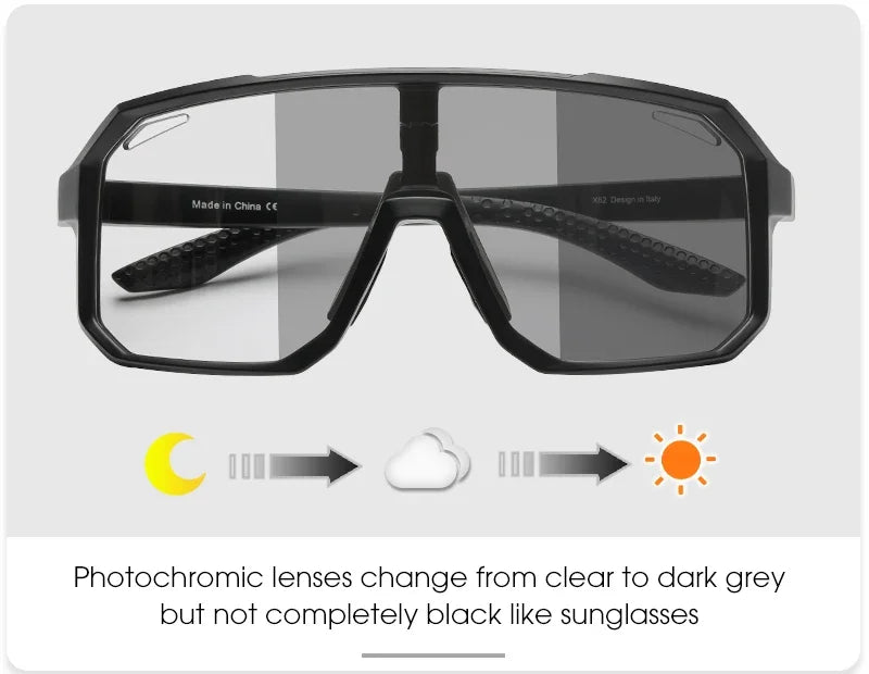 SCVCN New Photochromic Cycling Glasses Motorcycle Bike Riding Outdoor Sport Cycling Sunglasses Men Women Hiking UV400 Goggles