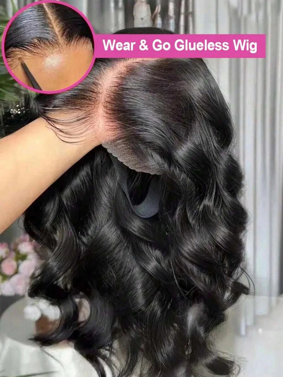40 Inch Wear And Go Glueless Wigs Human Hair Pre Plucked Pre Cut 5x5 HD Lace Front Wigs 250% Density Body Wave No Glue For Women