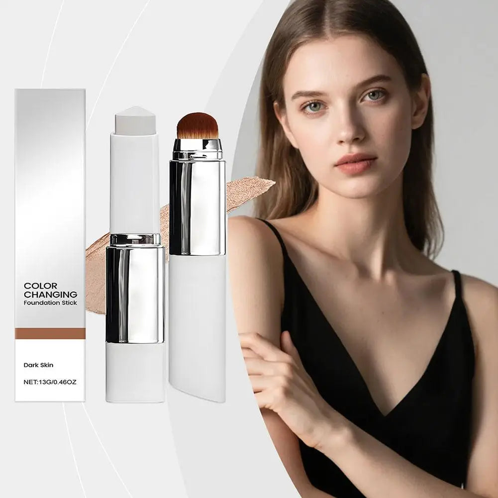 Lightweight Korean Changing Foundation Stick Hydrating Non-Sticky 20H Long-Wear Brightening Built-in Brush for All Skin Types
